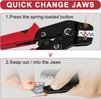 Terminal Crimping Tool and Multi-Purpose Wire Stripper Kit - Multiple jaw sizes, ratcheting design, Wire Crimper Tool - Ideal for mc4 crimping, wiring, repair electrical