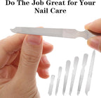 6PCS Metal Nail File for Natural Nails, Stainless Steel Nail Files Double Sided Sword Fingernail Files with Pointed Tip Non Slip Handle Curved Nail File Manicure Tools Finger Nail Filers