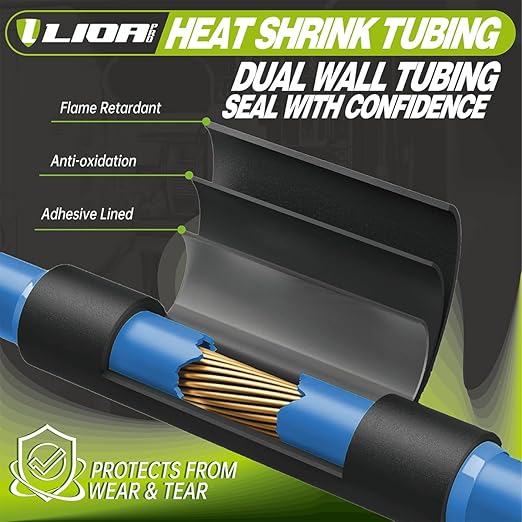Heat Shrink Tubing 50 Feet Roll, 3:1 Ratio Adhesive Lined Marine Grade Shrink Wrap Tubing,Industrial Heat Shrink Tube Electrical 3/32 inches Black