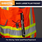 UNINOVA Surveyor Safety Vest Reflective for Men,Class 2 Heavy Duty Safety Vests Reflective with Pockets and Zipper