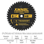 6-1/2 Inch Circular Saw Blade 40 Teeth,6-1/2 Saw Frame Ultra Fine Finish Circular Saw Blade,Compatible with for DEWALT,Makita,Skil Circular Saw,for Cutting Lumber,Plywood Material,5/8 Inch Arbor