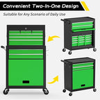On Shine 8 Drawer Rolling Tool Chest, Large Capacity Rolling Tool Box with Wheels, Locking Mechanical Tool Chest, Portable Tool Box with Sliding Drawers,Metal Tool Box for Garage Workshop（Black Green）