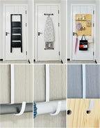 Over The Door Metal Hooks with Plastic Coating 14.2" Fit 0.5" to 1 3/8" Door 4 Pcs Heavy Duty Single Towel Robe Rack Wreath Bathroom Shower Hanger Shoe Organizer Ironing Board Long White