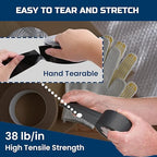 Lichamp Black Duct Tapes Heavy Duty, 17 Mil Waterproof No Residue Clear Duct Tape for Packaging Taping Sealing Repairing Tying, Thick & Wide Tape for DIY or Commercial Use, 2 inches x 25 Yards