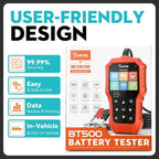 Car Battery Tester 6V 12V 24V VDIAGTOOL BT500, 5-3000 CCA Battery Load Tester, Starter Alternator Tester Automotive Charging Cranking System Analyzer for Car Truck Motorcycle SUV ATV Boat