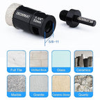 Diamond Core Drill Bit 1-1/4” 32mm Vacuum Brazed Hole Saw with Flutes for Granite Quartz Hard Porcelain Tile with 5/8-11 Female Thread & 3/8” Hex Shank Adapter Fit Angle Grinders & Drills