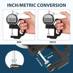 Digital Thickness Gauge 0.001mm/0.00005" | 0-25.4mm/1.0" Electronic Micrometer Thickness Meter with LCD Display, Unit Conversion, Storage Case, Extra Battery