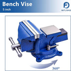 WFLNHB 5" Bench Vise Table Top Clamp Press Locking Swivel Base Heavy-Duty Fit for Crafting Painting Sculpting Modeling Electronics Soldering Woodworking and Fishing Tackle