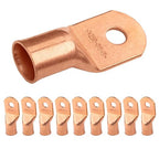 SELTERM 10pcs 250 MCM - 3/8" Stud - Battery Lugs, Heavy Duty Wire Lugs, Ring Terminals, Battery Cable Ends,250 kcmil Terminals, UL Bare Copper Eyelets Electrical Battery Terminal Connectors