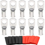 SVAAR 10pcs 8 AWG - 3/8''(M10) Battery Cable Lugs Tinned Copper Wire Lugs UL Listed 8 Gauge Ring Terminals Battery Cable Ends Heavy Duty Closed End Crimp Lugs with 10pcs 3:1 Heat Shrink Tubings