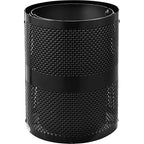 Global Industrial 32 Gallon Outdoor Perforated Steel Round Trash Can with Rain Bonnet Lid, Plastic Liner and Anchor Kit Included, 23-1/2" Diameter x 40-1/2"H, Black