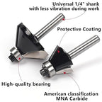 MNA Router Bits Set of 15 Pieces 1/4 Inch Shank, Tungsten Carbide 1/4" Router Bit Pro Kit, DIY Woodwork Tools, Carrying Case