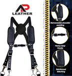 Tool Belt Suspenders – Heavy-Duty Adjustable Work Suspenders with 4 Detachable D-Loop for Construction Tool Belt (Black)