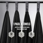 VENTURE 4TH - 4pcs Quick Dry Towels. Microfiber Travel Towels. Lightweight & Fast Drying Travel Towels for Body. Compact & Easy to Pack - 4 Pack Black Extra Large