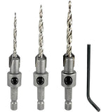 Wood Countersink Drill Bit Set #4#6#8 Set Countersink HSS M2 Tapered Drill Bits, Quick Change Hex Shank Countersink Bit, 1 Stop Collar, 1 Allen Wrench, Countersink Drill Bit for Woodworking