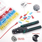 Twidec/100PCS Nylon Spade Connectors Kit 22-10 Gauge Quick Disconnect Fully Insulated Male and Female Wire Spade Terminal Assortment Kit and Wire Crimper Tool with Stripper Cutter
