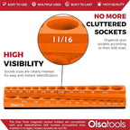 Olsa Tools Magnetic Socket Organizer | 3/8-inch drive | SAE Orange | Holds 26 Sockets | Professional Quality Tools Organizer