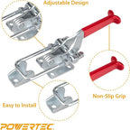 POWERTEC 2PK Toggle Clamp, 2000 lbs Holding Capacity, 40341 Adjustable U Bolt Latch w/Antislip Hand Grip for Woodworking Jigs & Fixtures, Smoker, Tire Carrier, Tool Box, Cabinet, Truck (20306-P2)