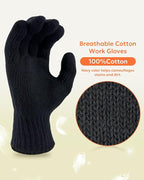 Evridwear Cotton Polyester String Knit Shell Safety Protection Work Gloves for Painter Mechanic Industrial Warehouse Gardening Construction Men & Women 12 Pairs, no Dots, Navy,Large