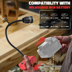 LIVOWALNY LED Work Light Compatible with Milwaukee Battery, 2PCS 20W 2000LM LED Flood Light with 12" Flexible Gooseneck and USB-A & Type-C Charging Port, Low Voltage Protection Flashlight (No Battery)