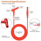 Proster Banana to Alligator Clip - Test Leads CATIII 1000V 10A with Alligator Clip, Insulated Copper Conductors Safety Cables for Multimeter, Electrical, Automotive & Home Testing