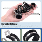 Glarks 84Pcs 7 Sizes 304 Stainless Steel & Rubber Insulated Pipe Clamps Set, Black