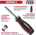 ARROW Ratchet Screwdriver Set, 27-IN-1 Multi Bit Ratcheting Screwdriver with Durable Zipper Storage Pouch, Portable Screw Driver Set Kit with Phillips, Slotted, Torx, Square Bits