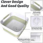 Collapsible Dish Basin, 9L Capacity, Portable Sink for Kitchen, Camping, RV, Gray (Green)