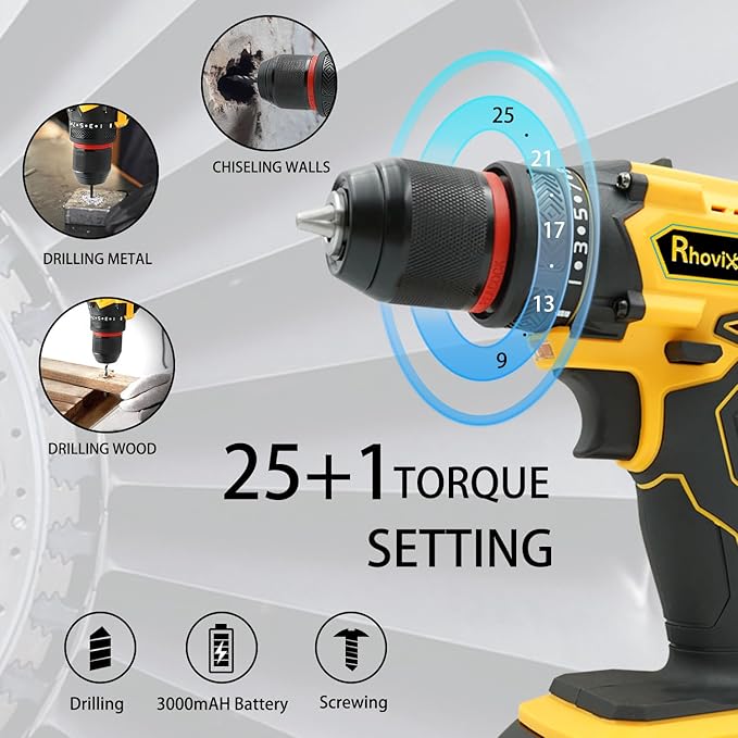 20V MAX Cordless Drill,Power Tool Combo Kit with Battery and Charger,23pcs Drill Bits,Variable Speed,for DIY/Wood/Wall/Metal/Home Repair
