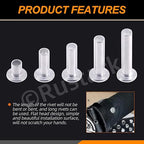 151Pcs 5 Sizes M6 Aluminum Flat Head Semi Tubular Rivets Assortment Kit with Punch, Partial Hole Tubular Rivets Round Flat Head Semi Tubular Rivet Silver Tone for Household Industry Repairing