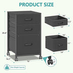 Raybee 3 Drawer File Cabinet Printer Stand Filing Cabinet Rolling File Cabinets for Home Office Fabric Vertical Office Storage Cabinet Fits A4, Legal, Letter Size, 16.7" D*16" W*26.8" H, Black