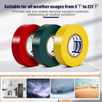 Colored Electrical Tape 3 Rolls - 3/4 In 60 Ft Multicolor Professional PVC Electric Tape Pack with Red Green Yellow Colors Flame Retardant Waterproof For All Weather Under 600V Home Outdoor Indoor Use