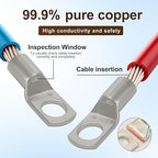 Thick Copper Electric Wire Lugs,10Pcs Tinned Copper Gauge 2Awg-3/8(M10) Ring Heavy Duty Battery Cable Lugs Ends Ring Terminals Connectors with 10Pcs 3:1 Heat Shrink Tubing Assortment Kit