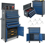 13-Drawer Tool Chest with Double Door and Wheels, Large Detachable Tool Box with Sliding Drawers, Mechanic Toolbox Storage Cabinets, Metal Tool Cart for Garage Workshop (Blue＆Grey)