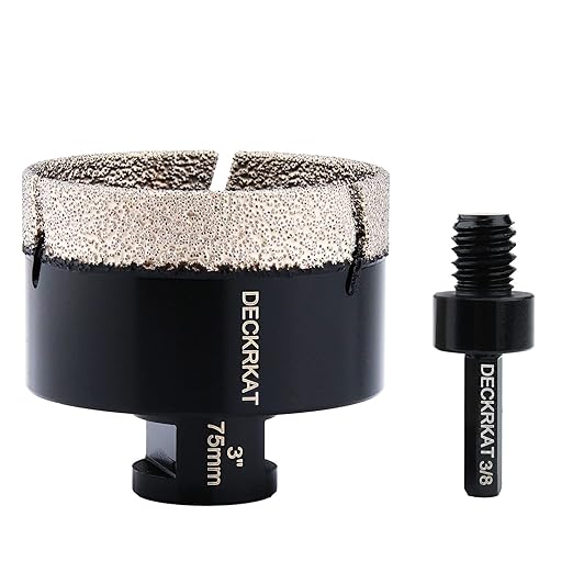 Diamond Hole Saw, 3" Hole Saw for Tiles Granite Marble Ceramic Glass Porcelain, 75mm Core Drill Bit with 5/8-11 Thread and 3/8” Hex Shank Adapter for Angle Grinders & Drills