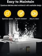 EQUCKKY 2200W Electric Meat Saw Bandsaw, Commercial Bone Saw, Stainless Steel Meat Cutter Machine, Adjustable Thickness 0.04-7.8", Meat Cutting Machine for Butcher Shop & Home
