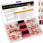 Bare Copper Lugs 2 4 6 Gauge Battery Lugs 72pcs Heavy Duty Wire Lugs 2 AWG 4 AWG 6 AWG Battery Cable Ends Ring Terminals Kit with 3/8" & 5/16" Stud Cable Lugs Terminal Connectors with Heat Shrink Tube