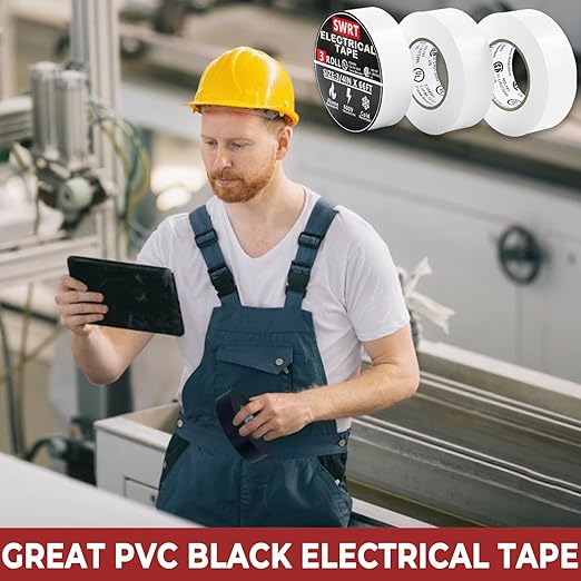 SWRT 0.75 in x 66 FT UL/CSA Listed White Electrical Tape 7 mils -600V, 3 Pack White Electric Tape Flame Retardant, Strong Adhesive, for Home DIY Electrical Repairs Professional Installations
