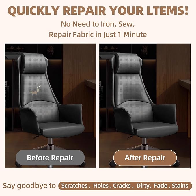 Leather Repair Patch, 35X79 inch Strong Sticky Repair Patch Self Adhesive Waterproof, DIY Large Patches for Couches, Furniture, Sofa, Car, Chair (DBrown, 35X79 inch)