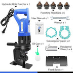 Electric Hydraulic Hole Punch for Metal,1200W Hydraulic Hole Puncher,Angle Steel Hole Punching Machine with Die Φ1/4" 3/8" 1/2" 11/16" 13/16",Hole Punch Tool for Metal Aluminum Copper Iron Steel Plate