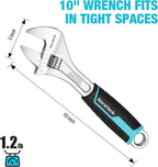 DURATECH 10-Inch Adjustable Wrench, Cr-V Steel Wrench, Wide Jaw Wrench, Metric & SAE Scales, for Home, Garage, Workshop and DIY