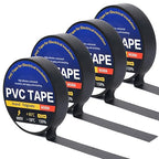 4 Pack Black Electrical Tape，0.70 in x 72ft，Waterproof High Temperature Electric Tape Weatherproof Home Outdoor Multipurpose Insulating Wire Wrapping