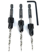 FTG USA Adjustable Wood Countersink Drill Bit Set 3 Pc #8 (11/64") with Tapered Drill Bits for Woodworking