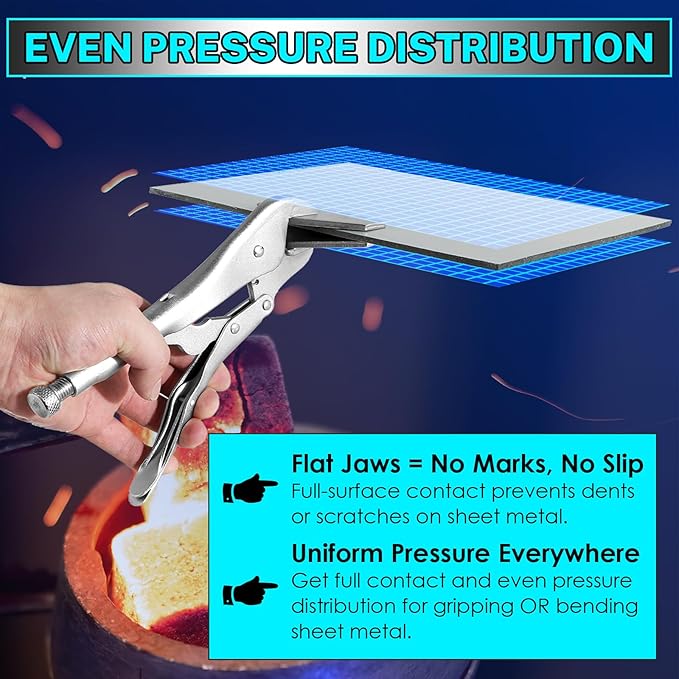 NATGAI 1 Pack 10 Inch Locking Sheet Metal Clamp, Welding Pliers with Adjustable Opening, Nickel Plated Carbon Steel Duckbill Locking Plier for Metalworking, Sheet Metal Bending and Clamping (1 Pack)