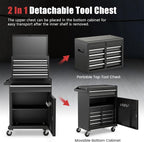 Goplus Tool Chest, 5 Drawers Rolling Tool Cabinet with Detachable Top Toolbox, Universal Lockable Wheels, Lock Bar, Protective Liner & Tool Rack, Metal Tool Storage Cart, Tool Box for Garage Workshop