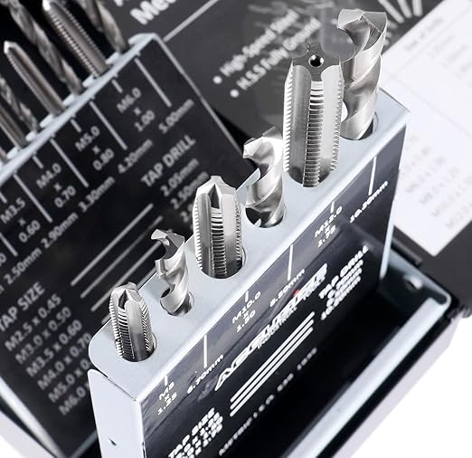 Accusize Industrial Tools Metric 18 Pc H.S.S. Tap and Drill Set, 5 Sets, 0001-0052x5