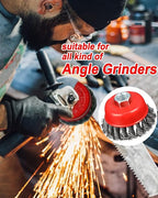 4" Wire Wheel for Angle Grinder, 8PCS Twisted Knotted Wire Brush for Grinder 5/8 Inch-11 Threaded Arbor, 0.02" Carbon Steel Angle Grinder Wire Wheel for Deep Sanding, Heavy Rust Paint.(8)