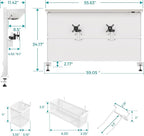 EUREKA ERGONOMIC Desk Pegboard with Dual Monitor Stands, LED Metal Pegboard for Gaming Desk, Privacy Panel with 4 Accessories Modular Hanging, Computer Accessories for Office, 59 x 34 Inch, White
