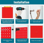 4 Pack Steel Peg Board,Universal 1/8 and 1/4 Pegboard Accessories,Ideal for Garage Tool Storage, Office Organization, Craft Room, Kitchen etc. (Red, 4-12X12)