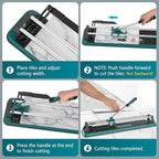 Seeutek Manual Tile Cutter, 14 inch Professional Porcelain Ceramic Tile Cutter, Double Rails Design Tile Cutter Tool, with Tungsten Carbide Cutting Wheel